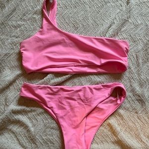 Pink one shoulder bikini